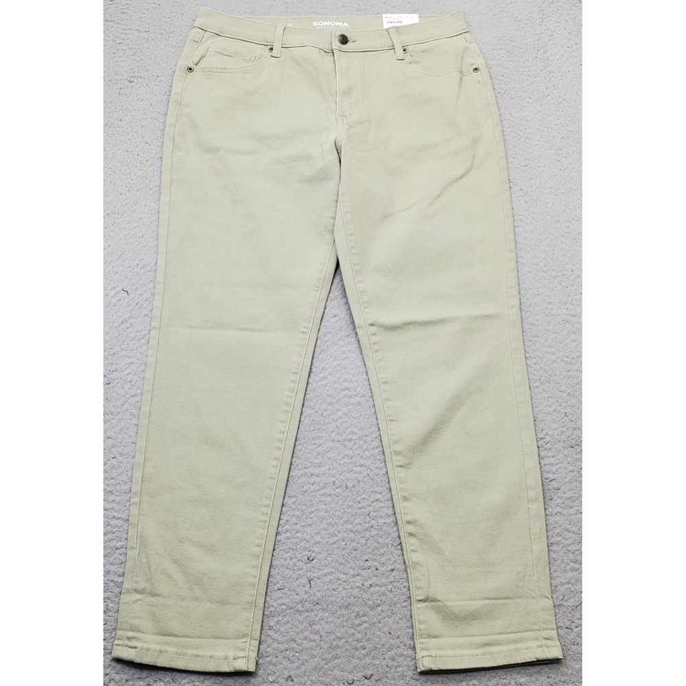 Sonoma Girlfriend Jeans Womens 10 Green Denim Straight Leg Relaxed Fit Mid-Rise